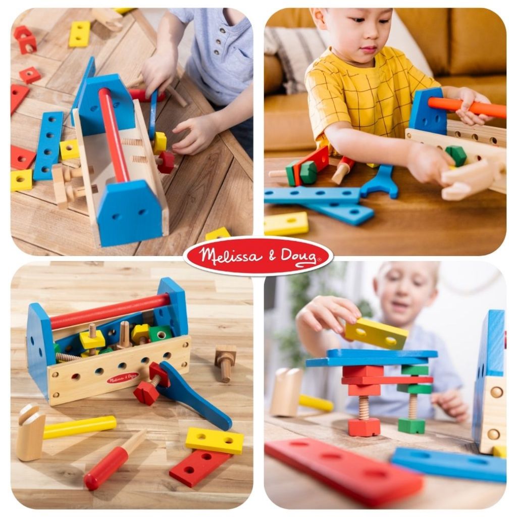 (ของแท้ USA)ของเล่นเครื่องมือช่าง บล๊อกต่อ Take Along Construction Tool Kit Melissa Doug ของเล่น 494 - รูปที่ 4