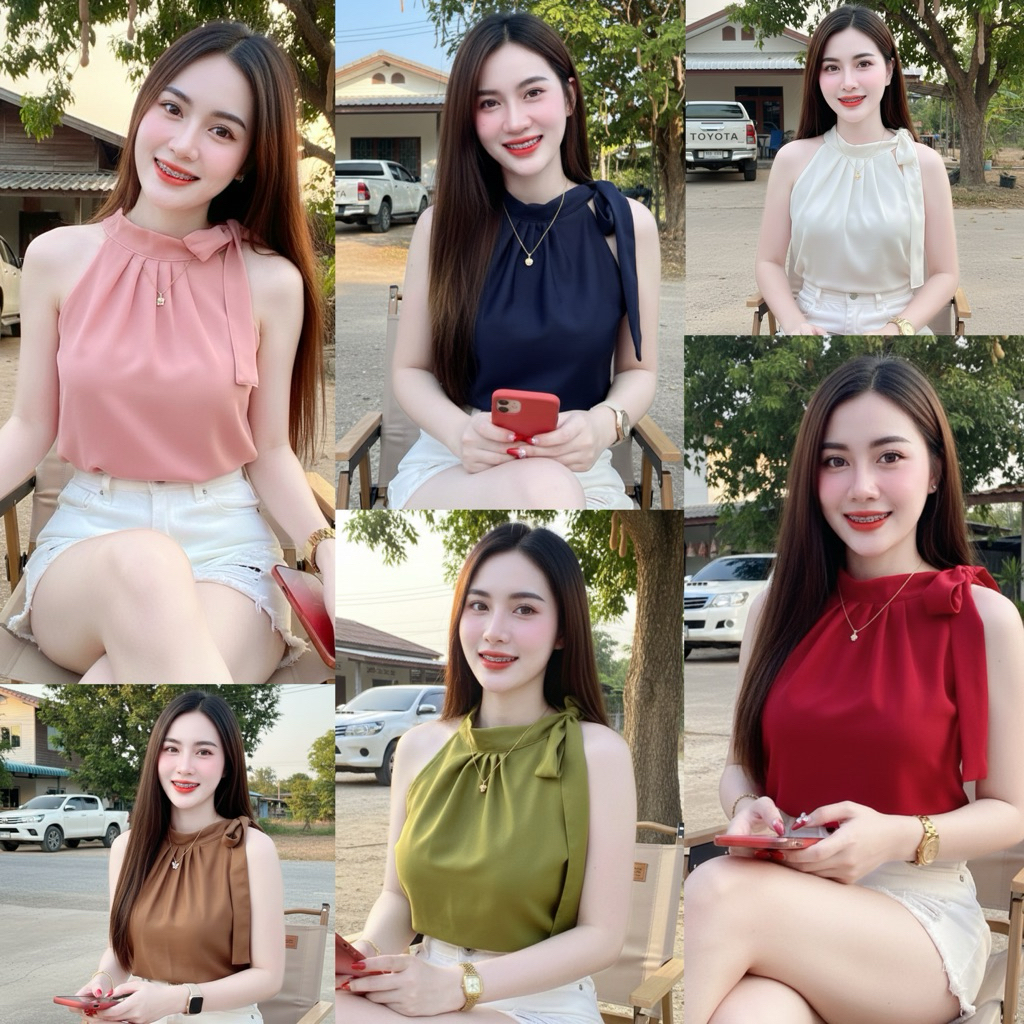 แฟชั่นคอจีบผูกโบว์คอ