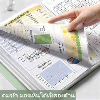 แฟ้มโชว์เอกสาร A4 โทนพาสเทล หนาพิเศษ จุเอกสารได้เยอะ 60 หน้า ทนทาน File Display Book มีช่องสอดแทรก