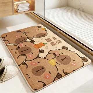 พรมนิ่ม Capybara 40*60CM ขนสัตว์นุ่ม ดูดซับน้ำ-แห้งไว สำหรับห้องน้ำ/ห้องนอน/ห้องนั่งเล่น