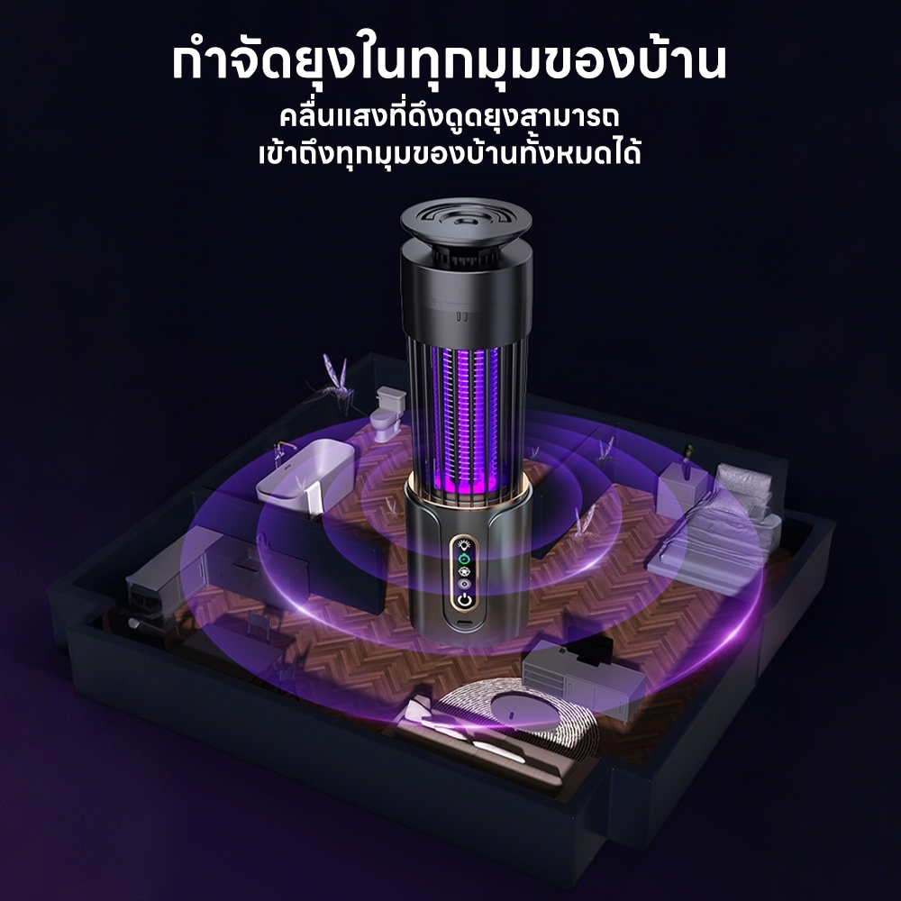 【รับประกัน 5 ปี】50000V เครื่องดักยุงไฟฟ้ากับดักรอบทิศทาง360º ปลอดภัยกับเด็กและสัตว์เลี้ย เงียบไม่มีเสียงรบกวนโคมไฟดักยุง - รูปที่ 6
