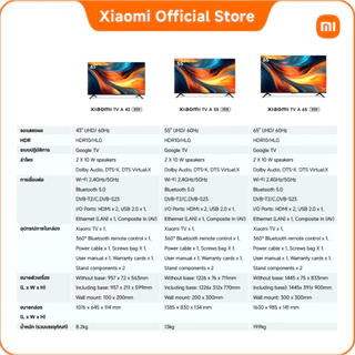 Xiaomi ทีวี A 32/43 FHD/43/55/65/A Pro 32 Google TV สมาร์ททีวี Dolby Audio™, DTS:X, DTS Virtual:X