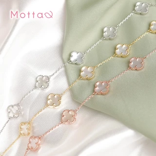 Motta Lucky Blooms Online Exclusive สร้อยข้อมือชุบทองคำขาว ใบโคลเวอร์ ดีไซน์สวยหรู สไตล์แฟชั่น