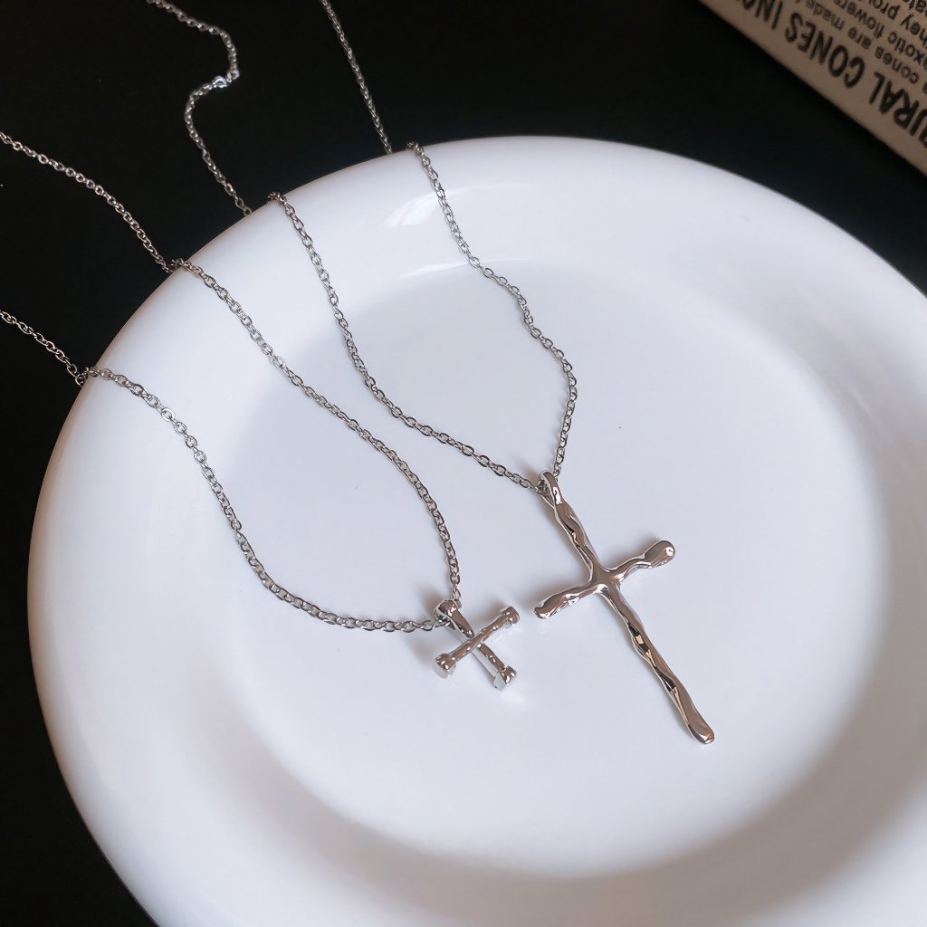 CODส่งเร็ว⚡สร้อยคอสองชั้นจี้ไม้กางเขนสีเงินY2Kสไตล์เกาหลีโซ่ไหปลาร้าเครื่องประดับแฟชั่นสำหรับผู้หญิง - รูปที่ 6