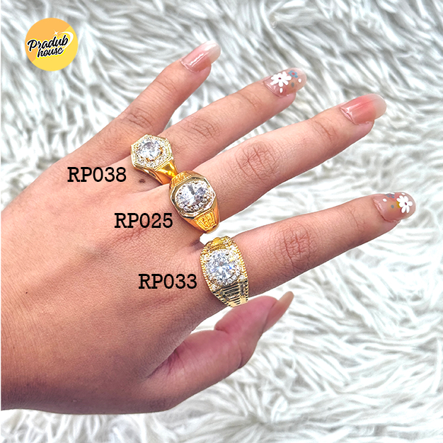 3ลาย จำนวนจำกัด แหวนชุบทอง ประดับเพชร แฟชั่นเรียบง่ายสําใส่ได้ทัง ผู้หญิง ผู้ชาย