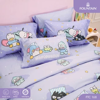 Fountain FTC168 การ์ตูน Hapidanbui ลิขสิทธิ์แท้ Sanrio สัมผัสนุ่มลื่น ชุดเครื่องนอนฟาวน์เทน ผ้าปูที่นอน ผ้านวม