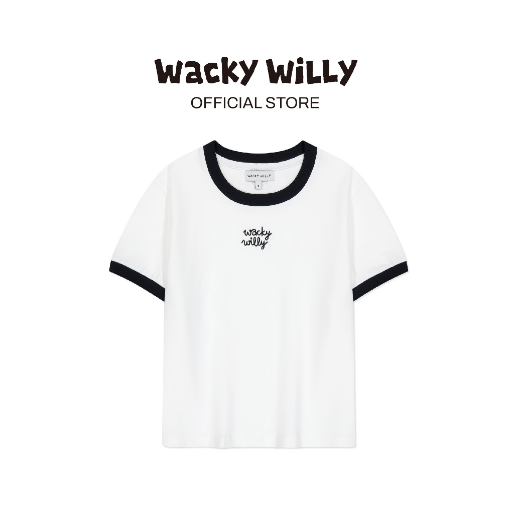 WACKY WILLY เสื้อยืดรุ่น Willy Women Logo Ringer Crop Short Sleeve T-Shirt White (80242SRGSSW_H5WHXX)