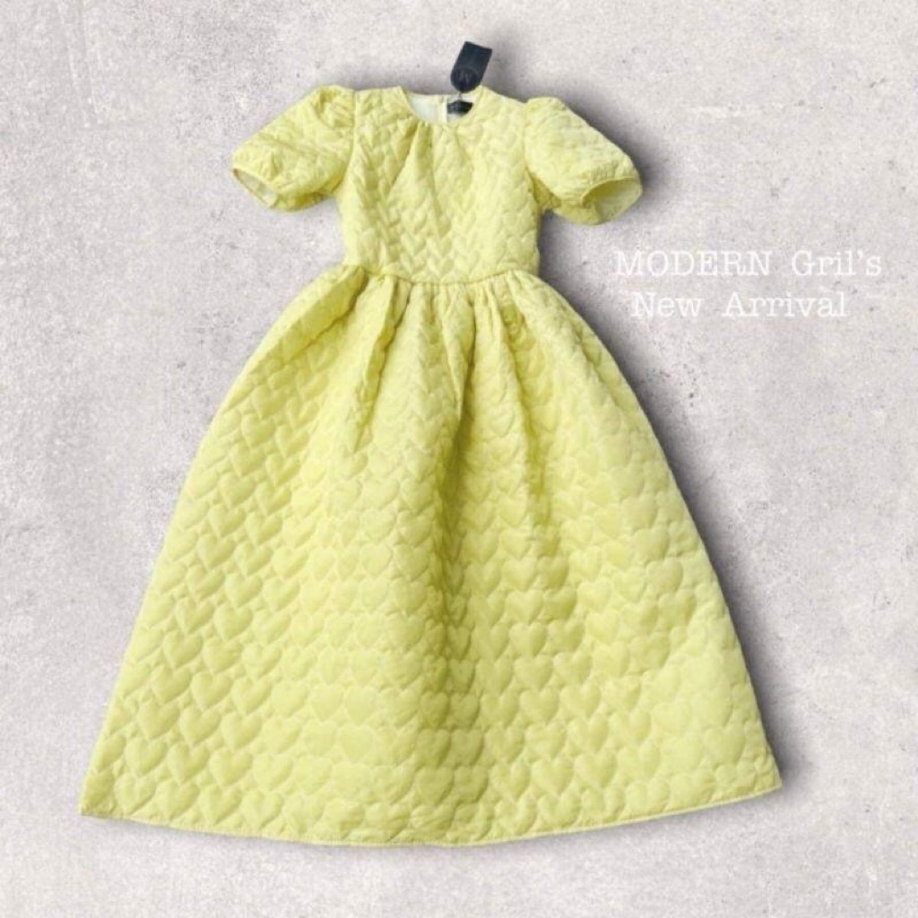 เดรสนูนสีเหลือง เดรสยาว งานป้ายWideliaReal (มือ2)