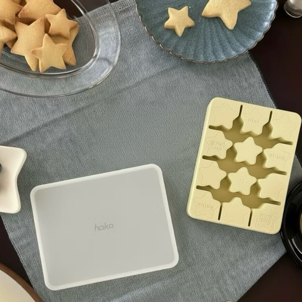 พร้องส่ง ! | Hako Silicone Ice Tray Star 🌟 ถาดน้ำแข็งซิลิโคนรูปดาว สีเหลือง ฮาโกะ food grade แถม ซิล