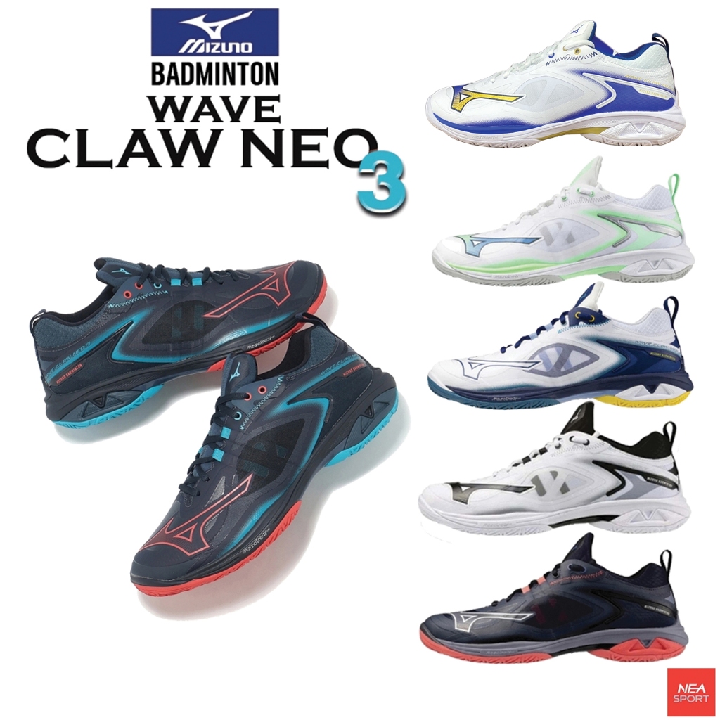 [รุ่น Signature] MIZUNO Badminton Wave claw neo 3 หน้ากว้าง รองเท้าแบด มิซูโน่