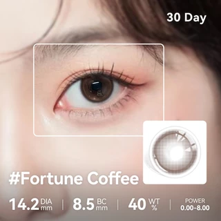 COCOMUSE คอนแทคเลนส์ Fortune Coffee/Bubbles Grey คอนแทคเลนส์ 2 สี ทรงธรรมชาติ ขนาด 14.2มม. รายเดือน แบบใช้แล้วทิ้ง กล่อ