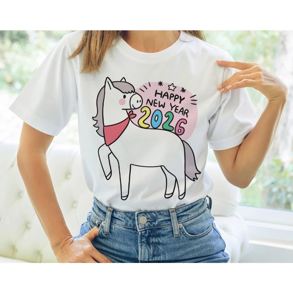 เสื้อปีใหม่ สวัสดีปีใหม่ Happy new year ผ้านุ่ม ใส่สบาย ไม่หด ไม่ย้วย ผลิตในไทย ส่งไวมาก S-7XL ECB