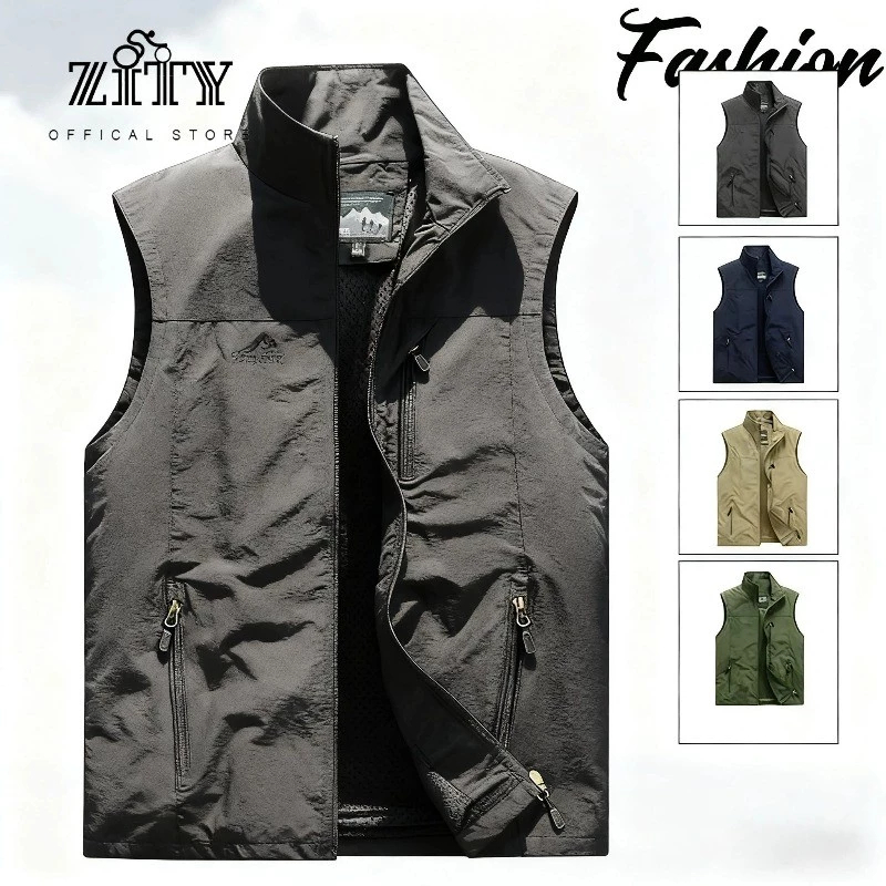 เสื้อกั๊กทหารแขนกุดสำหรับผู้ชาย น้ำหนักเบา กันน้ำ และระบายอากาศได้ดี เหมาะสำหรับกิจกรรมกลางแจ้งในฤดูร้อน มีให้เลือกหลายข