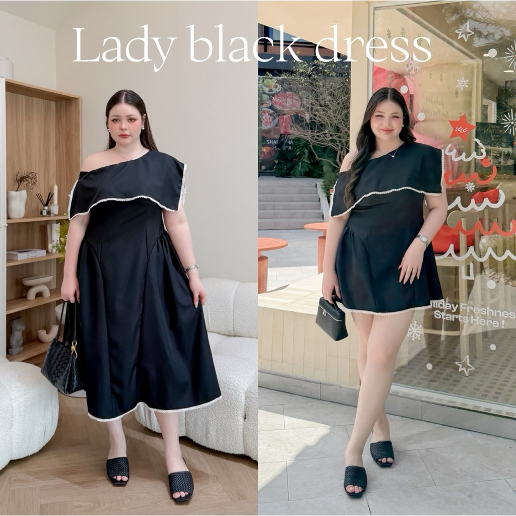 Lady M | Lady black dress plussize มีทั้งเดรสสั้นและเดรสยาวให้สาวอวบเลือก สุภาพ เรียบหรู ใส่ไปงานเลี้ยง เที่ยวคาเฟ่