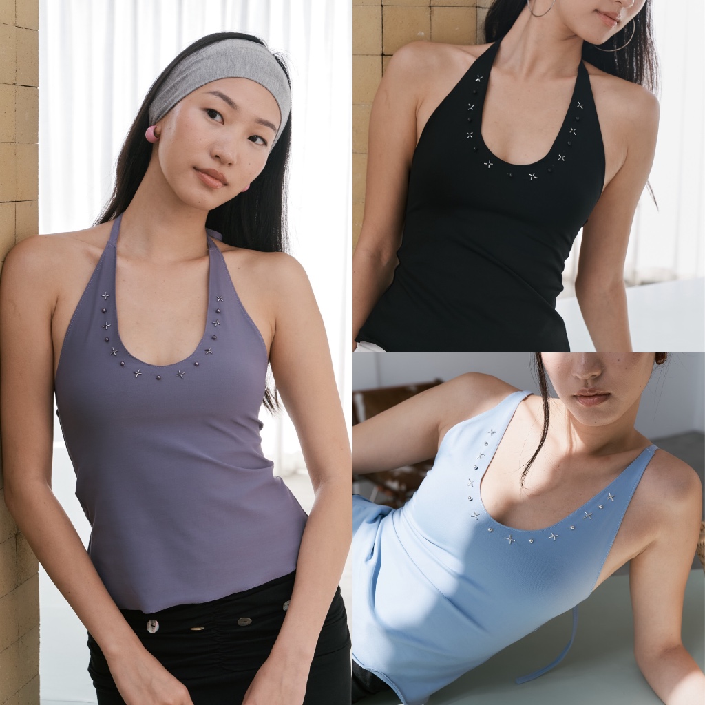 Allur Quarter Sheen Beaded tank เสื้อปักทรงคล้องคอ