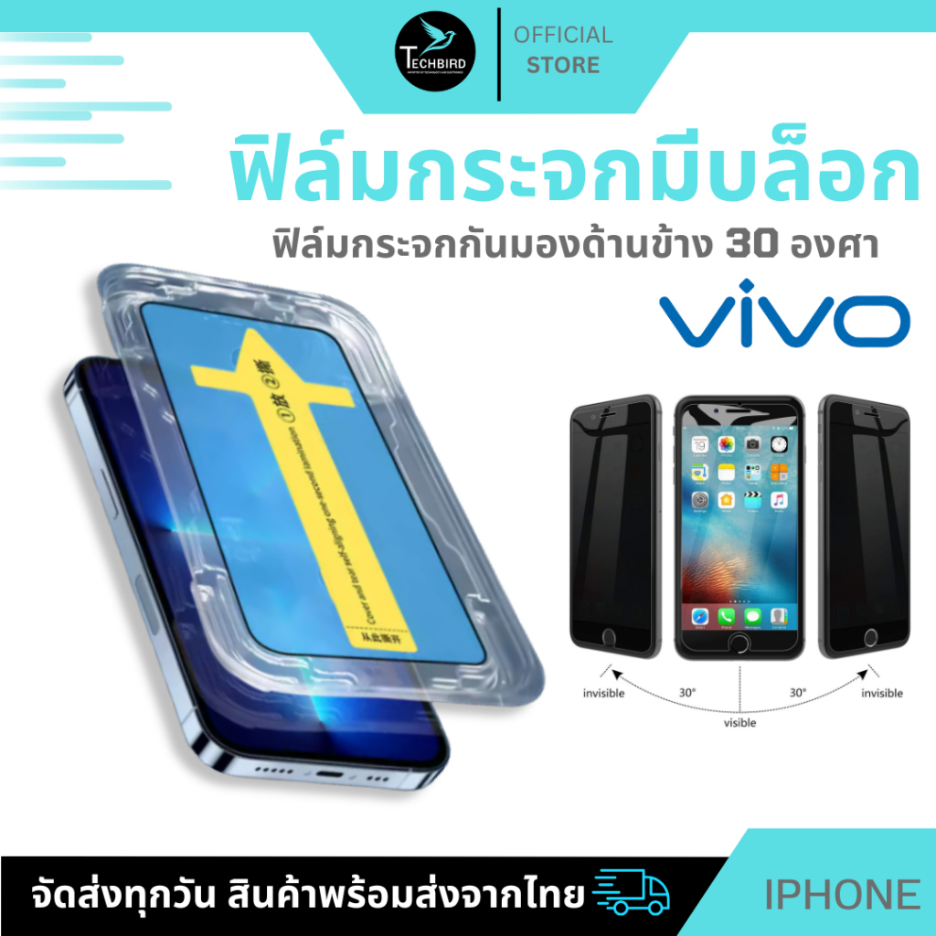 ฟิล์มเต็มจอกันมองกันเสือก แบบเคส สำหรับvivo Y15S Y31 Y72 Y76 Y75-5G Y33T Y15S Y35 Y20 Y21 Y21S Y52 Y72 Y33S Y73T Y01 Y3S