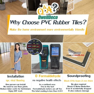 กระเบื้องยางลายไม้ กระเบื้องยาง PVC กาวในตัว ติดตั้งง่าย ทนทาน ไม่กลัวความชื้น 36 แผ่น 5 ตรม/กล่อง COD