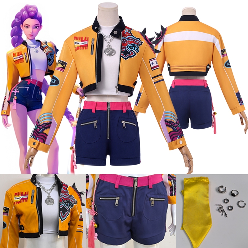 K-POP Rumi Cosplay Costume ผู้หญิงปีศาจชุดล่านักร้องป๊อป รูมิชุดคอสเพลย์รอยสัก ชุดคอสเพลย์ฮัลโลวีน