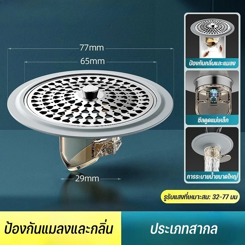 ชุดตัวกรองท่อระบายน้ำสแตนเลส 304 จำนวน 3 ชิ้น thumbnail 3