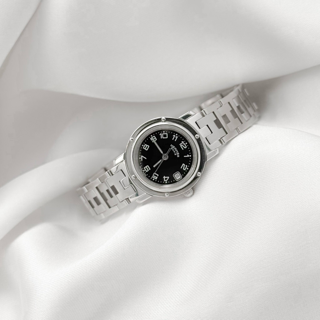 Hermès Clipper CL4.210 Clipper Black Dial Stainless Steel Swiss Made✨