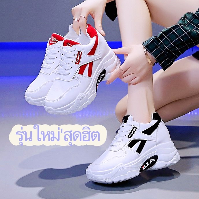 New.A579 รองเท้าผ้าใบผู้หญิง รองเท้าแฟชั่น มาใหม่ สไตล์ฮิด แฟชั่น เสริมส้น ใส่เก๋ๆๆเท่ๆๆ