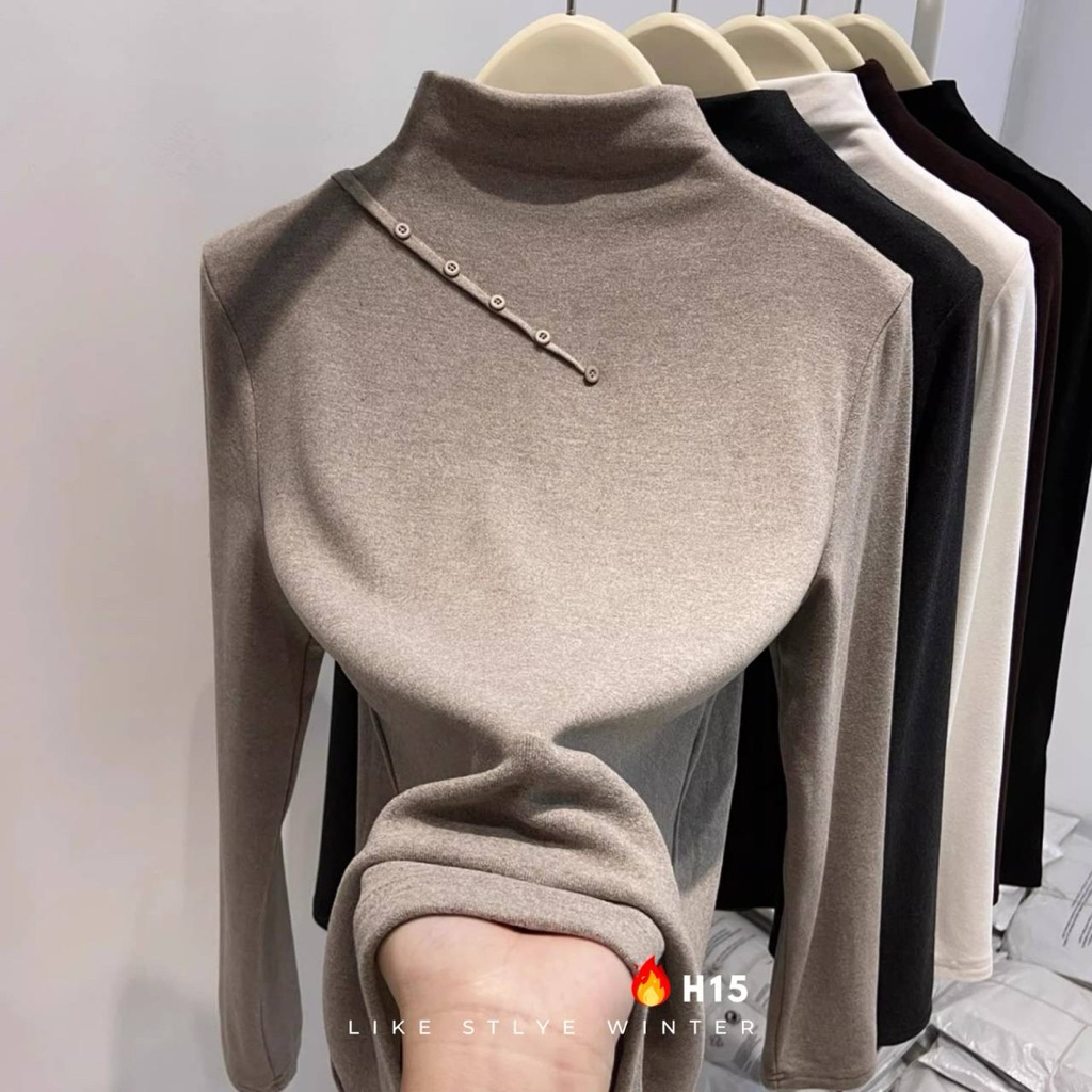 H15 — heattech คอเต่า กระดุมเฉียง