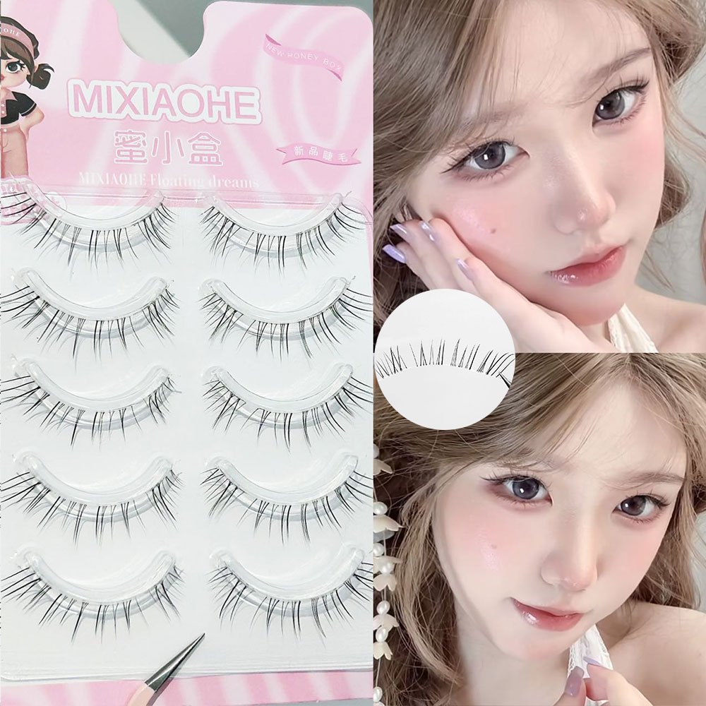 Comic Eye Lash Extension Long Fox 5Pairs False Eyelashes Glue Tweezers Set Beauty Cosmetics Reusable Korean Makeup K-POP
