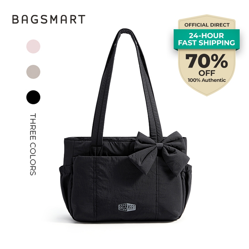 BAGSMART แฟชั่นใหม่ bow Tote Bag ผู้หญิง พร้อมช่องแล็ปท็อป 13 " Sling Shoulder Bag Baguette Bag Handbag