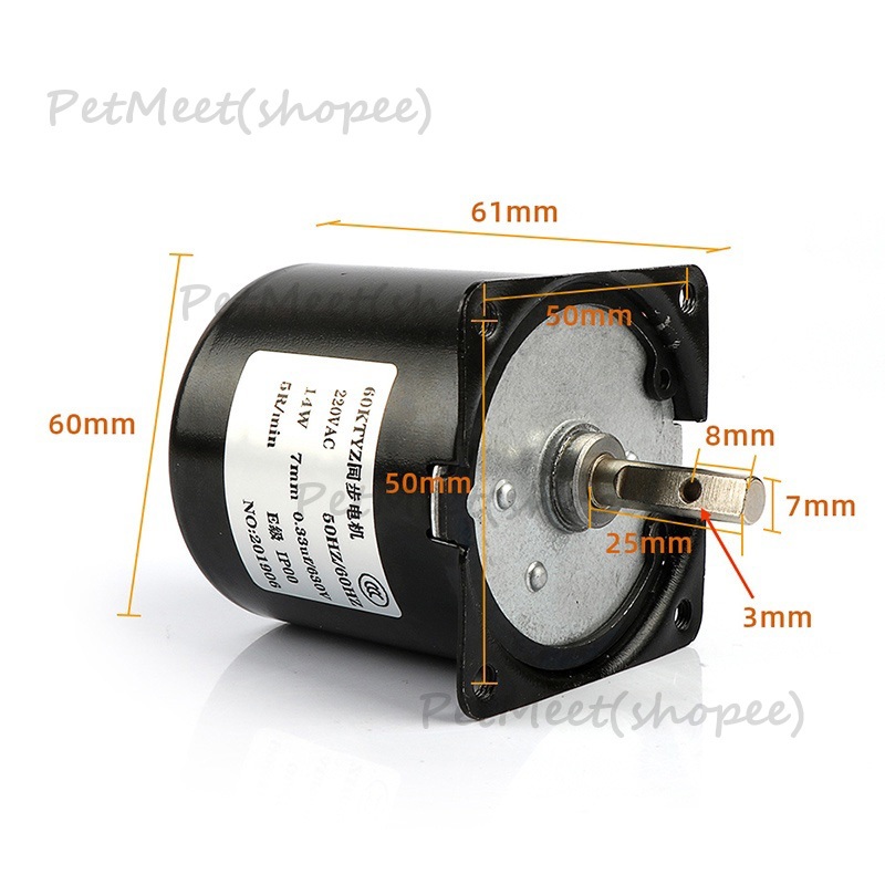 ถูก🎉มอเตอร์60ktyz มอเตอร์แม่เหล็กถาวร 2.5/5/10/15รอบ มอเตอร์ไฟฟ้า 220v มอเตอร์เกียร์ มอเตอร์รอบต่ำ มอเตอร์ซิงโคร - รูปที่ 3