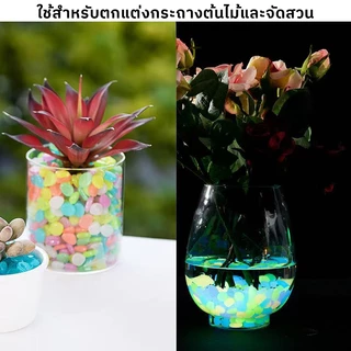 100 ชิ้น ก้อนหินและกรวดเรืองแสงในความมืด สีสันสดใสใหม่ สวนสัตว์น้ำและสวน สำหรับตู้ปลา