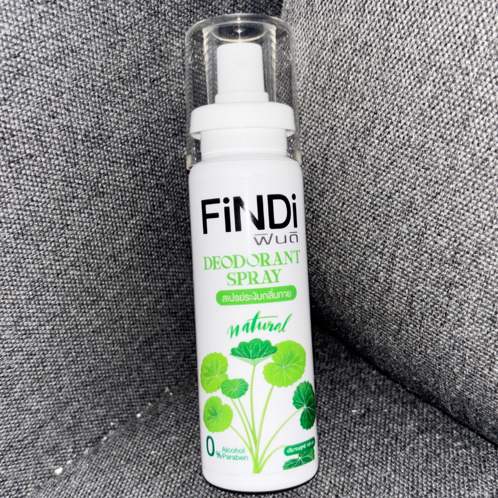 ฟินดิ สเปรย์ระงับกลิ่นกาย สารส้มสกัด ใบบัวบก และส่วนผสมจากธรรมชาติ 100 มล. FiNDi DEODORANT SPRAY 100