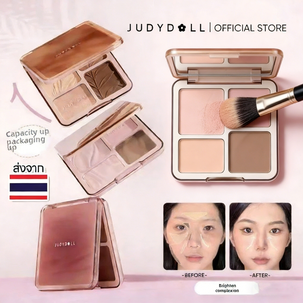 【ของแท้ 100%】JUDYDOLL Highlight & Contour #01 #02 #04 ไฮไลท์และคอนทัวร์พาเลต สีธรรมชาติ ทนทานตลอดเวลา กันน้ำ 9g JD1698
