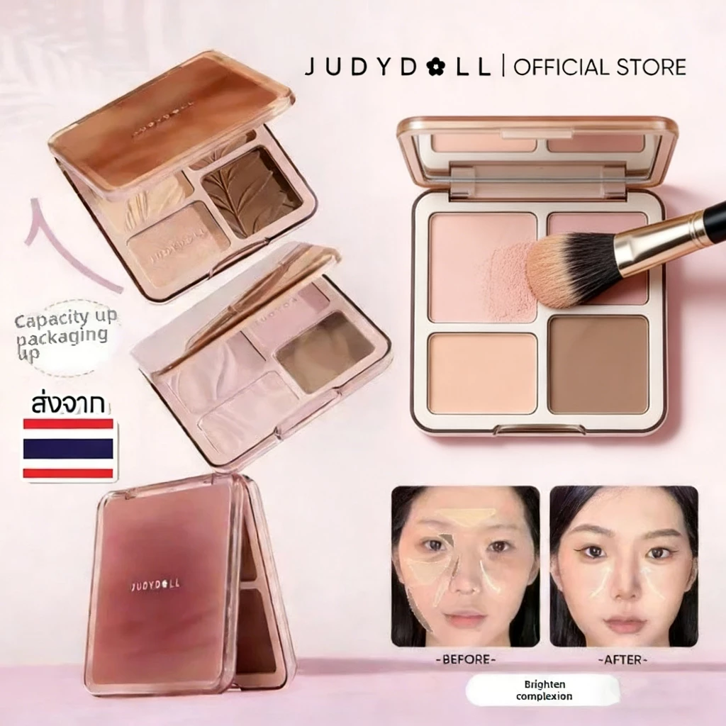 【ของแท้ 100%】JUDYDOLL Highlight & Contour #01 #02 #04 ไฮไลท์และคอนทัวร์พาเลต สีธรรมชาติ ทนทานตลอดเวลา กันน้ำ 9g JD1698