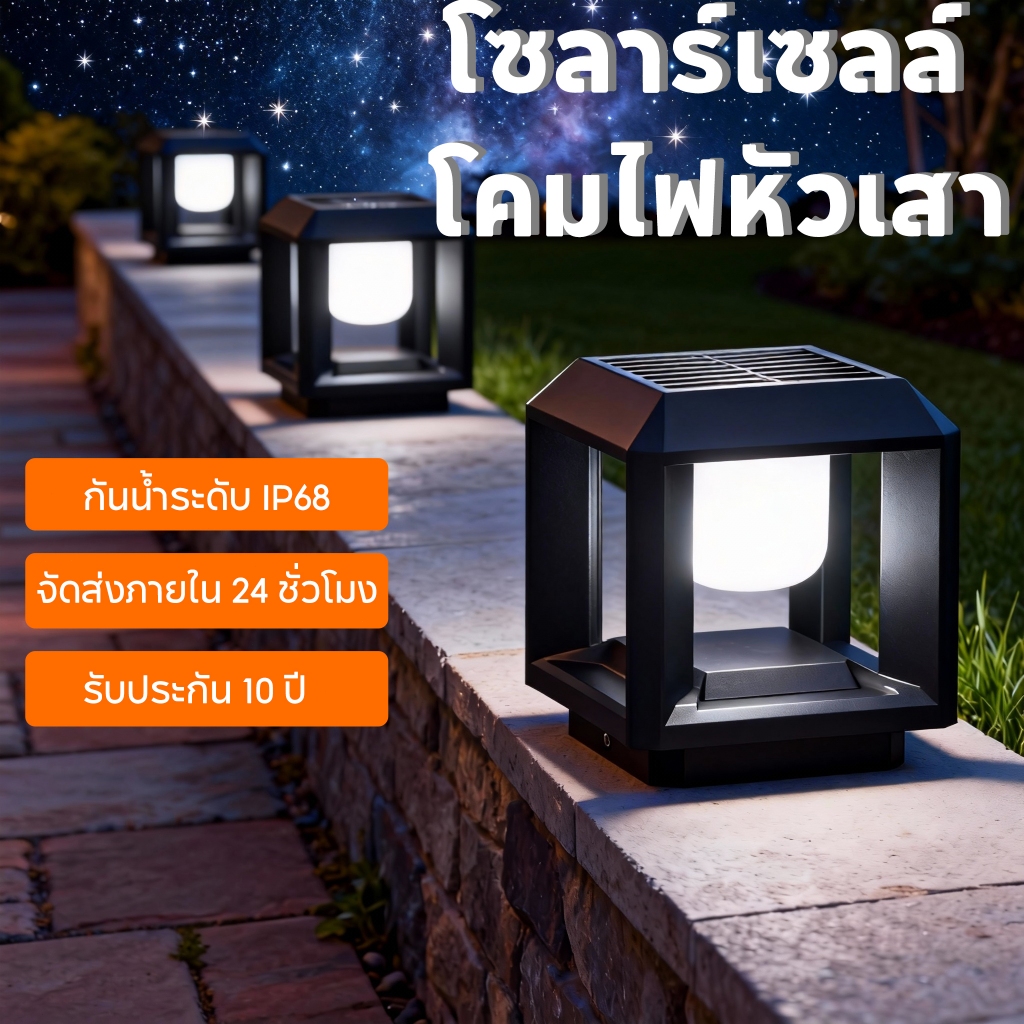 【รับประกัน 30 ปี】2026NEW โคมไฟโซล่าเซลล์ หลอดไฟที่ถอดได้ โคมไฟหัวเสา  ใช้พลังงานแสงอาทิตย์ ไฟLED ราคาส่ง