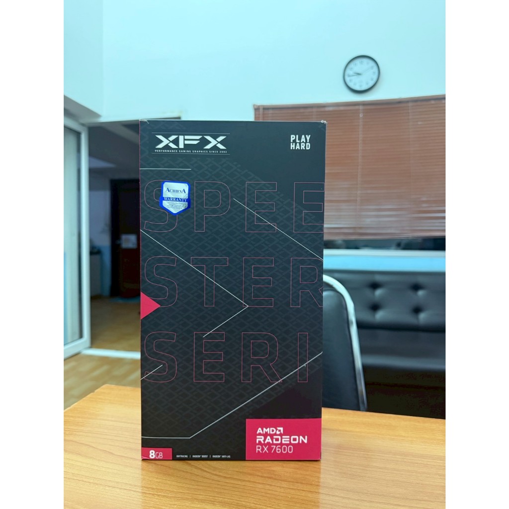 XFX RADEON RX 7600 Gaming 8GB OC GDDR6 สภาพสวยมาก ครบกล่อง ประกันศูนย์ Achieva ยาว 04/05/2028 ใช้งาน