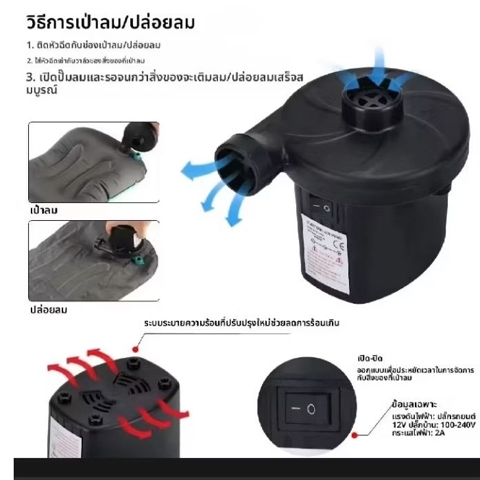ปั้มลม  AC 220 V. / DC 12V adapter ปลั๊กแบบ USใช้ดูด หรือ เป่า พร้อมหัว สินค้าใหม่ ได้ของตามภาพเลยคร