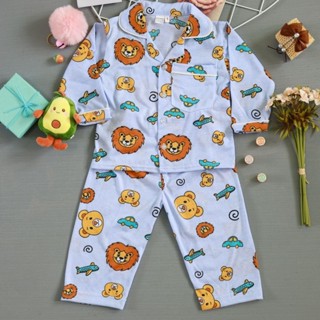 ชุดนอนเด็กคอปก ผ้ายืดเนื้อนิ่ม ใส่สบาย ลายสิงโตน่ารัก สินค้า…