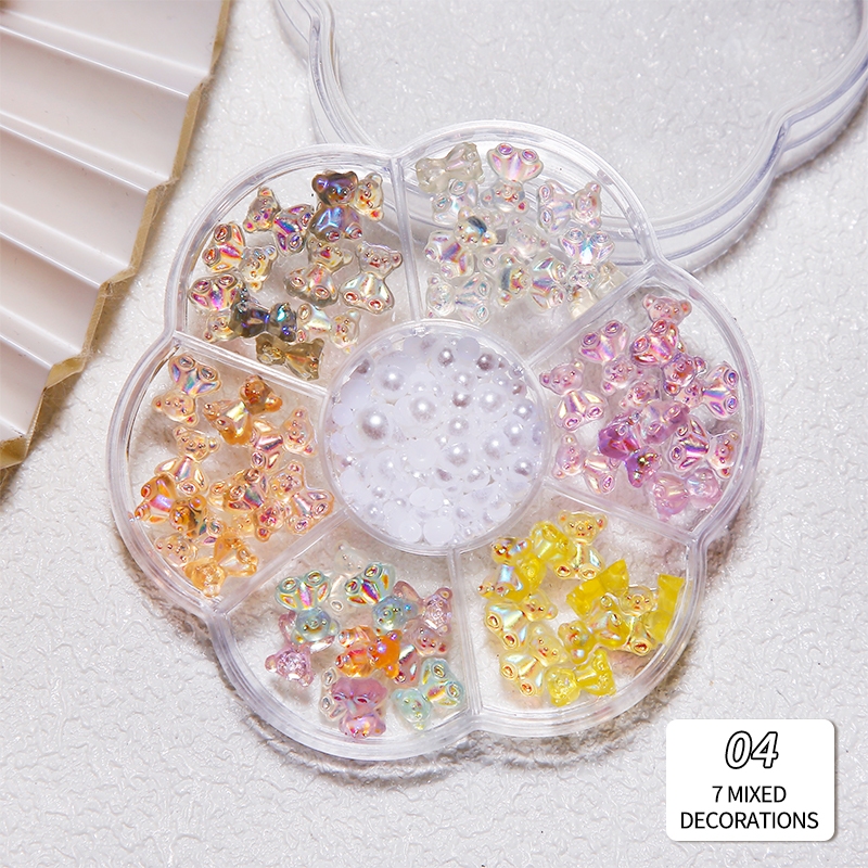 Nawoelite ตกแต่ง อุปกรณ์ทำเล็บ โบว์ ชุดตกแต่งเล็บ 7 ช่อง หลากหลายแบบมีโบว์ ผสมผสานตามชอบ สำหรับ DIY และช่างทำเล็บ - รูปที่ 5