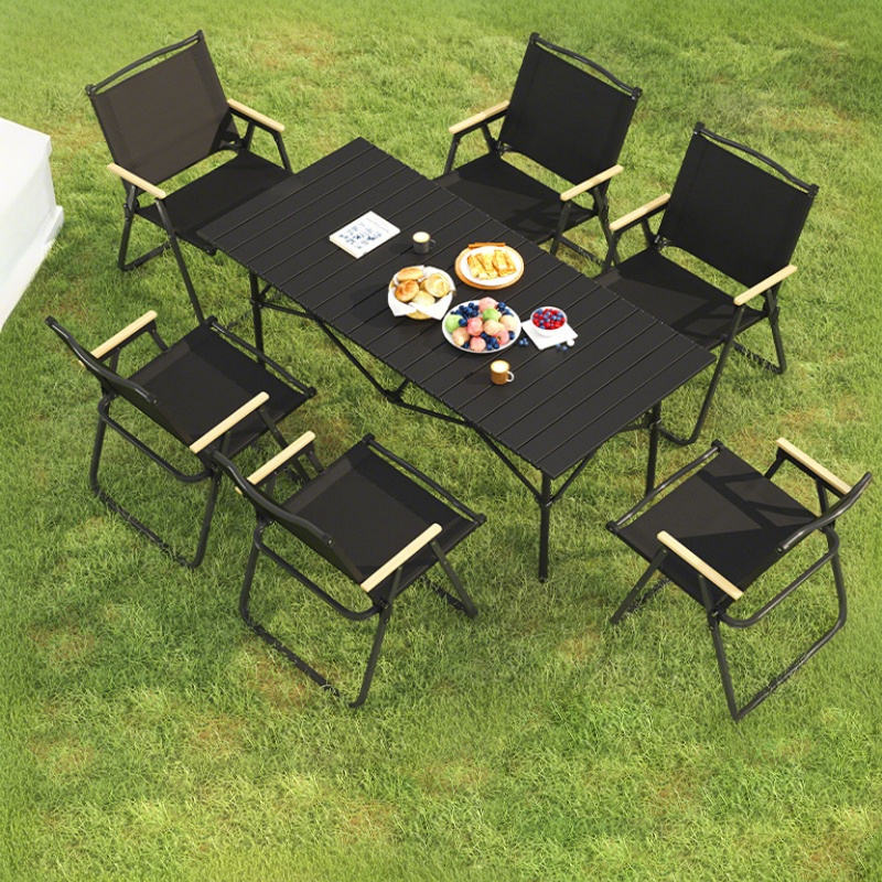 Living Pace ชุดโต๊ะแคมป์ปิ้ง+เก้าอี้แบบพกพา ตั้งแคมป์แบบพกพา สำหรับหลายคน