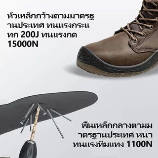 P08 รองเท้าเซฟตี้ safety shoes รองเท้าหัวเหล็กพื้นเหล็ก หนังแท้ พื้น PU เบา สวย คุณภาพสูง
