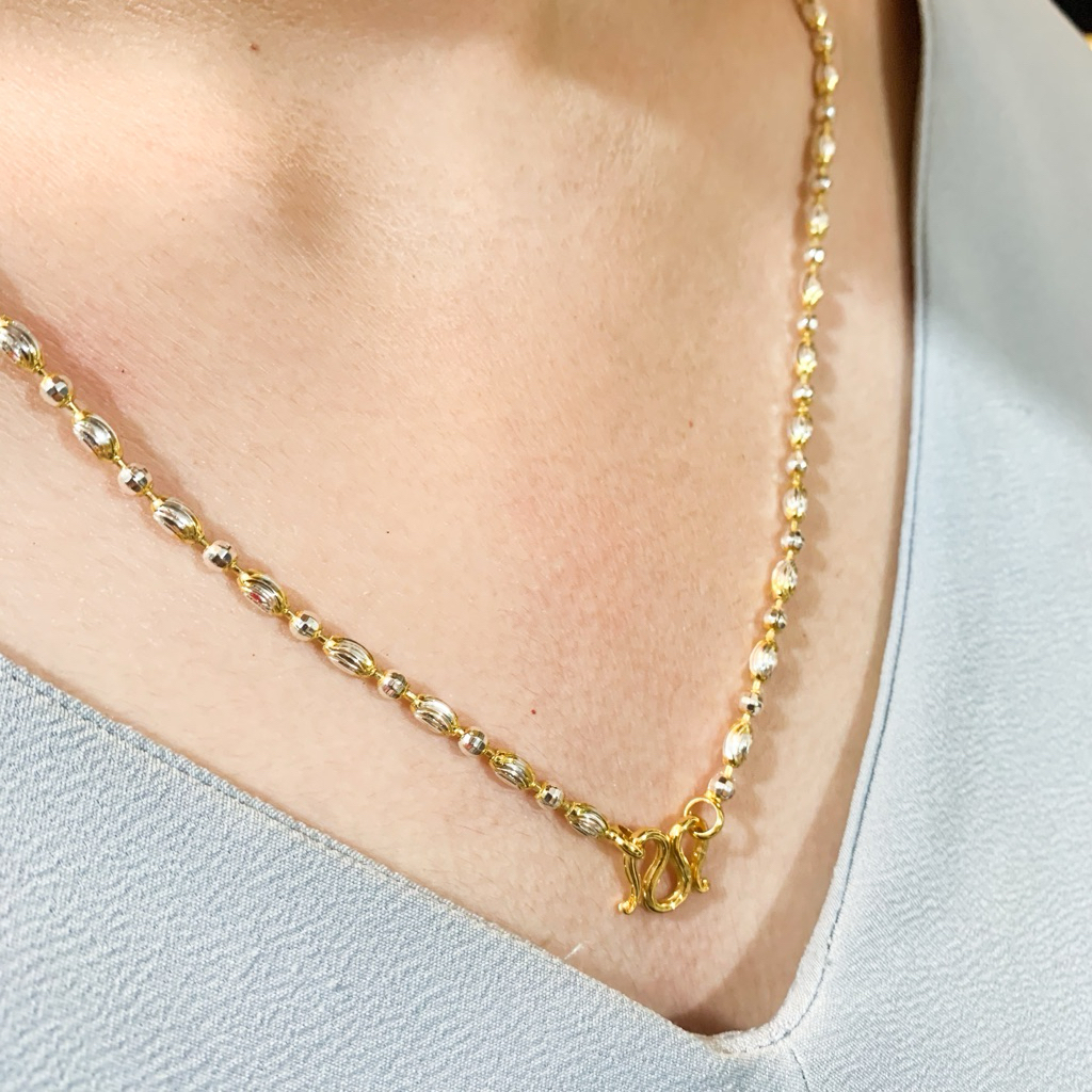 สร้อยคอเม็ดข้าว1บาท ไม่มีหัวจรวด แบบพร้อมส่งไม่ลอก ไม่ดำ มีปลายทาง (NL.120)