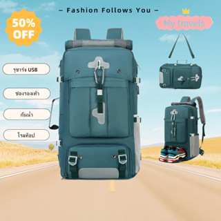 60Lกระเป๋าเป้สะพายหลังเดินทางกันน้ําความจุขนาดใหญ่-ช่องใส่รอ…