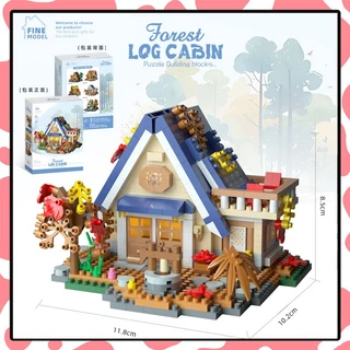 เลโก้บ้าน ตัวต่อนาโน 3D บ้านไม้ บ้านต้นซากุระ บ้านกังหันลม ขนาดเล็ก ของขวัญน่ารักๆ（ไม่มีไฟ）