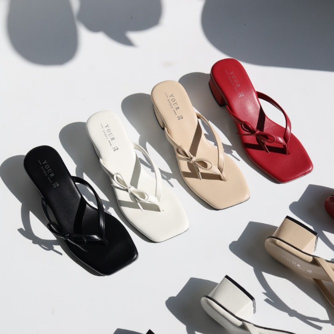 YOURSHOES  Z4 / รองเท้าส้นสูง 2นิ้ว รองเท้าน่ารัก รองเท้าแต่งโบว์