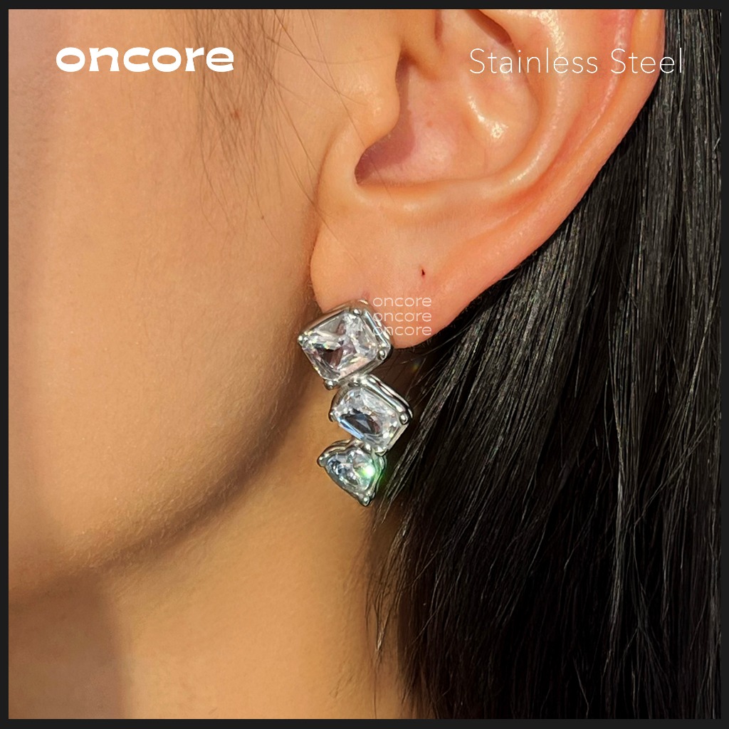Oncore | ต่างหูสแตนเลส - รุ่น Gala ต่างหูสำหรับใส่ออกงาน ประดับเพชรเทียม (Nickel-Safe)
