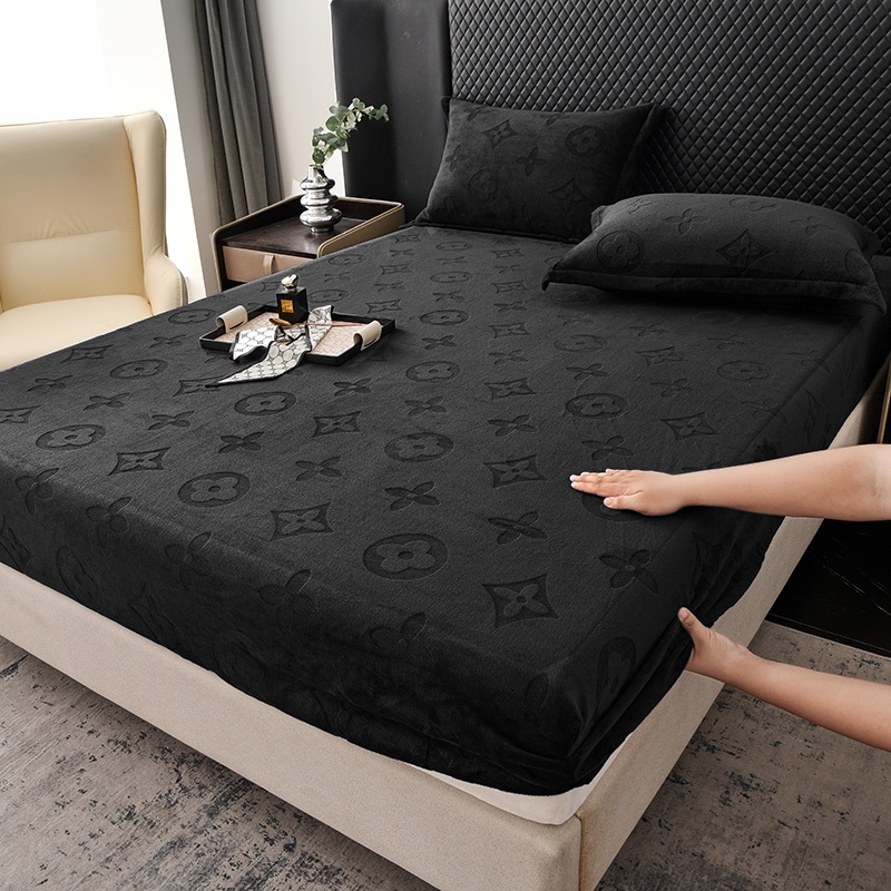 ผ้าปูที่นอน ขนาด3.5ฟุต/5ฟุต/6ฟุต สูง10นิ้ว ผ้าคลุมเตียงกำมะหยี่ปะการัง สวมใส่สบายไม่หลุดง่าย กันไรฝุ