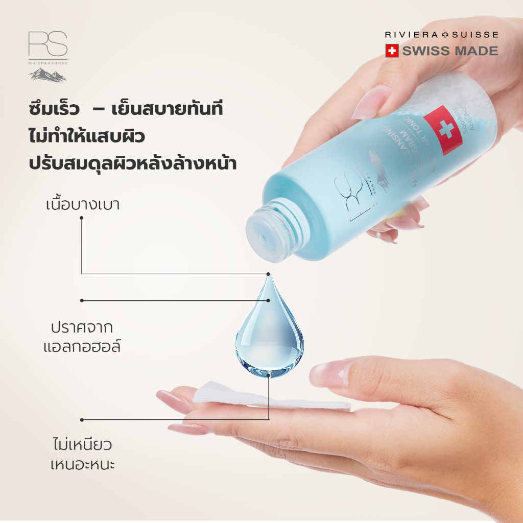 Riviera Suisse Micellar Tonic โทนเนอร์สูตรอ่อนโยนและให้ความชุ่มชื้น 125ml — صورة 3