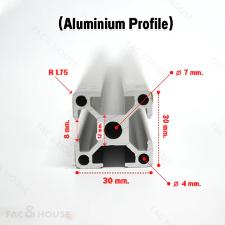 อลูมิเนียมโปรไฟล์ T-nut / T-slot ขนาด 30*30 มิล มีหลายขนาดสั่งตัดได้ ( Aluminium Profile T-slot 3030 )