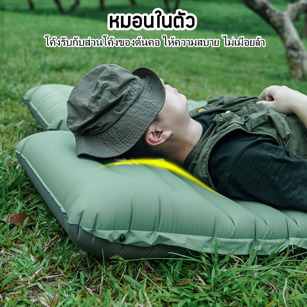 ที่นอนเป่าลมอัตโนมัติ 10cm มีหมอนในตัว กันชื้น นอนสบาย เหมาะสำหรับตั้งแคมป์ เดินป่า กลางแจ้ง - รูปที่ 5