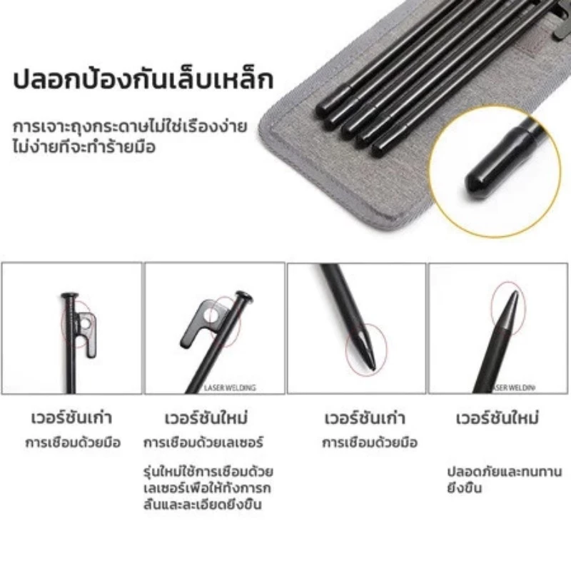 สมอบกเหล็กหล่อ 10 ชิ้น สำหรับกางเต็นท์พร้อมถุงเก็บ thumbnail 3